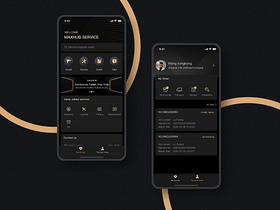 Service Center darkmode design mobile product