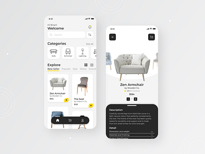 Furniture Store Mobile Apps - UI Design app clean design dribbble figma flat furniture interface iphone minimal minimalist mobile apps simple ui ui design ui ux user interface