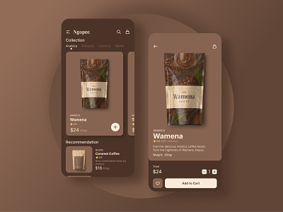 Ngopee App - Ground Coffee Shop chocolate coffee dashboard figma home indonesia iphone menu minimal mobile app online shop ui uiux user interface user interface design