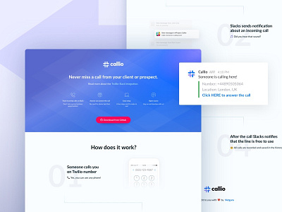 Callio - Landing page answers call callio chat integration landing page phone slack