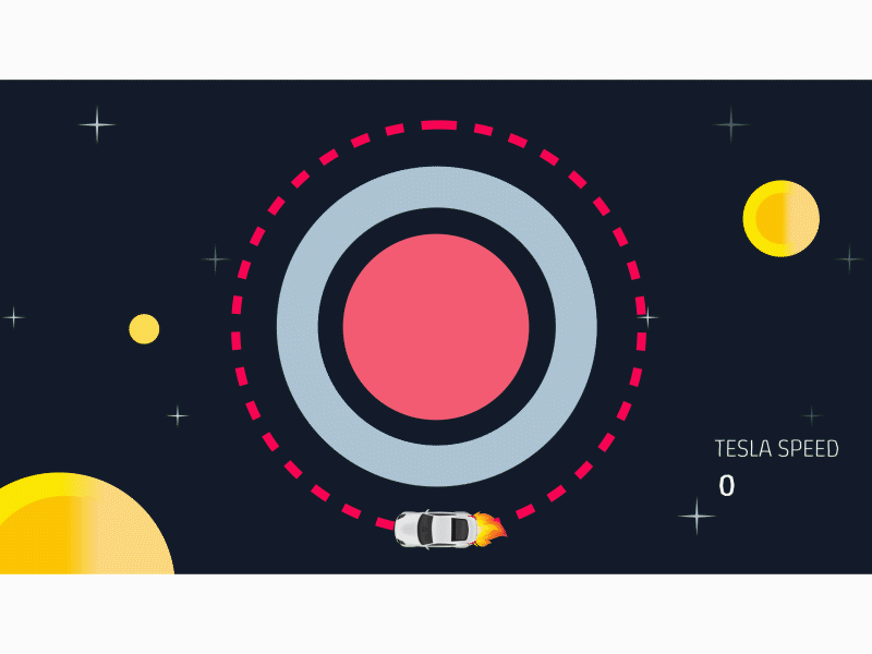 Car in Orbit 2d animation ae after effects car gif illustration motion graphics space vector