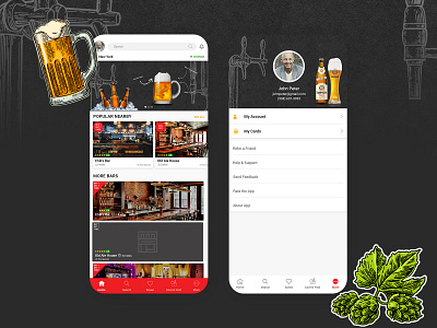 Nearby bars app ui app design