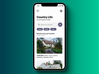 Country Life Real Estate Mockup app blue clean dashboard ecommerce flat green house ios iphone minimal mobile responsive shop simple web website