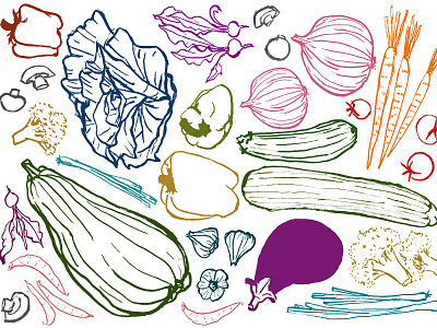 Vegetable Print giftwrap handpainted illustration illustrator pattern plants print vegetables wrappingpaper