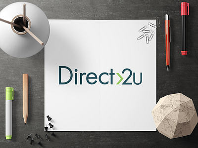 Direct 2U blue branding graphic design green logo modern simple