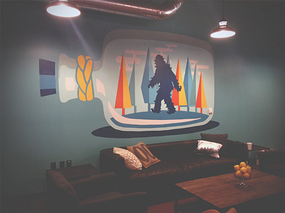 Sasquatch Mural illustration mural paint sasquatch seattle wework