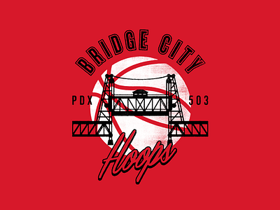 Bridge City Hoops basketball bridge city design hoops illustration pdx portland tshirt