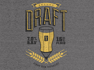 Second Draft Tee apparel beer design draw drink illustration logo pencil second draft tshirt