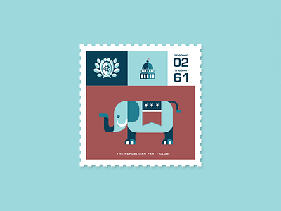Republican Party Club Stamp elephant illustration new york city republican stamp wework