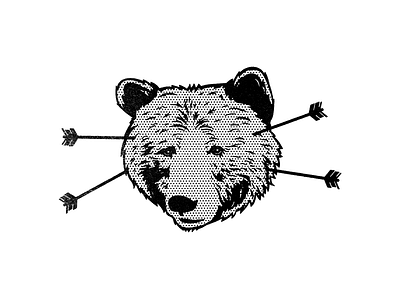 Another Bear arrow bear halftone illustration vintage