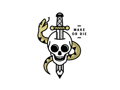 Make Or Die design illustration make skull snake tattoo