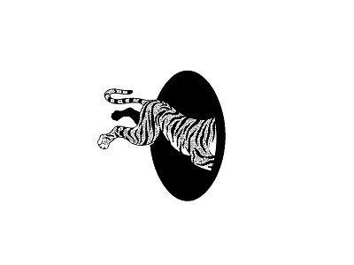 Tiger Jump halftone illustration mural tiger vintage