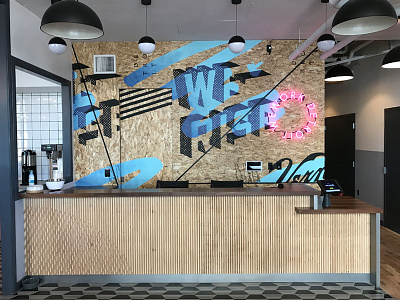We Rise Mural - Detroit detroit lettering mural neon rise typography wework