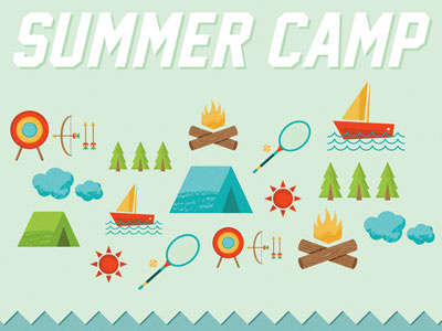 Summer Camp camp design icons illustration invitation summer