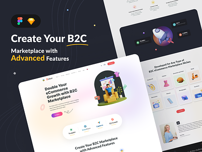 B2C Marketplace Design 3d illustration animation app branding graphic design home page illustration landing page ui ux