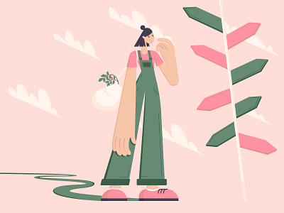 Pointer background brutalism character design dribbble girl green illustration pink pointer