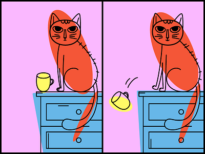 Cat & Cup cat cup design dribbble illustration style