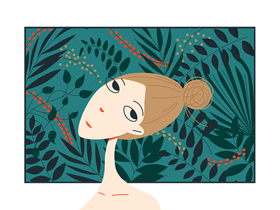 Portret background design foliage girl green illustration vector