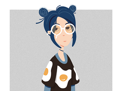 Girl-breakfast blue breakfast challenge design draw dribbble egg girl illustration style
