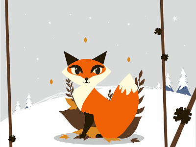 Foxy in winter character creation christmas card design graphic design illustration illustration design vector