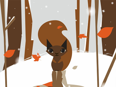 Squirrel in the Forest christmas card design graphic design illustration illustration design vector