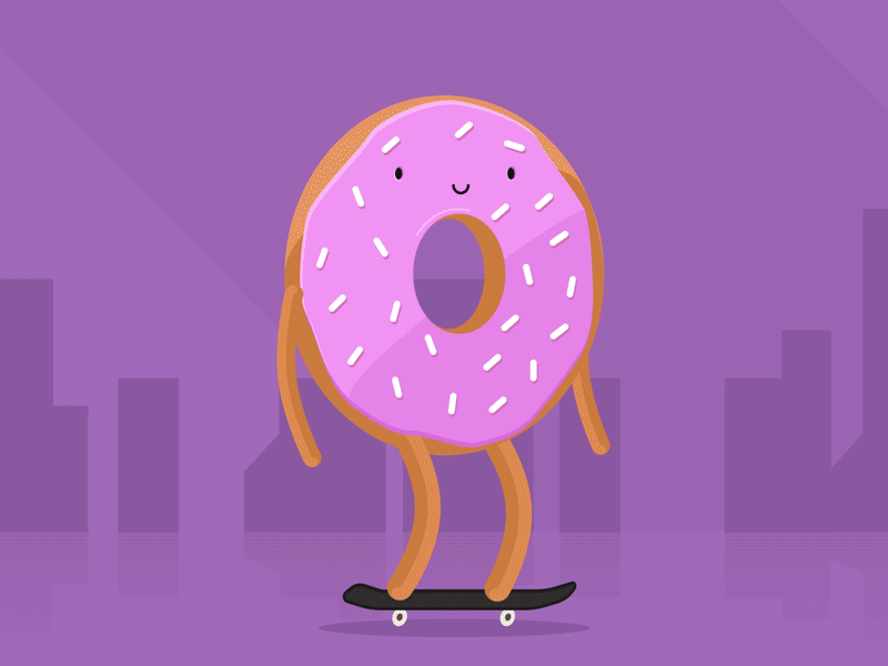 Donut Flip animation boarding donut flip kickflip purple rubberhose skateboard skating sprinkles