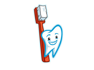 Mr. Toothy McToothtooth black blue brush cartoon dental face illustration tooth vector white