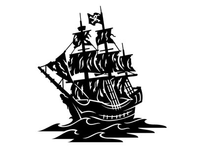 Pirate ship black boat illustration logo pirate vector