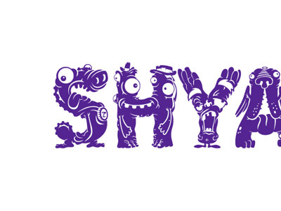 Monster Name illustration letters monster purple vector