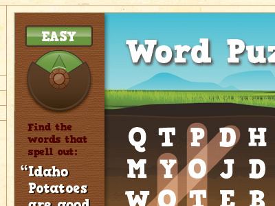 Word puzzle game interface potato puzzle web