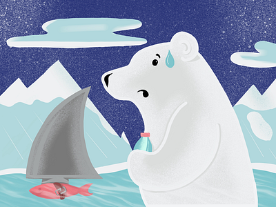 Tricky fish! drawing illustration polar bear procreate