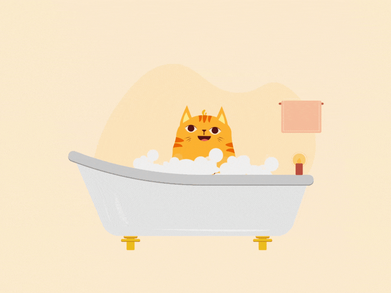 Ginger Cat after effects animated animation animator art artist bath bubble cat creative design gif ginger ginger cat illustration motion graphics sepnumber smart vector video