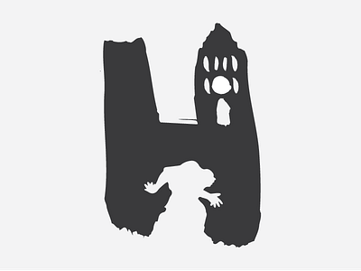 The Hunchback hand drawn illustration logo painted rough simple theatre