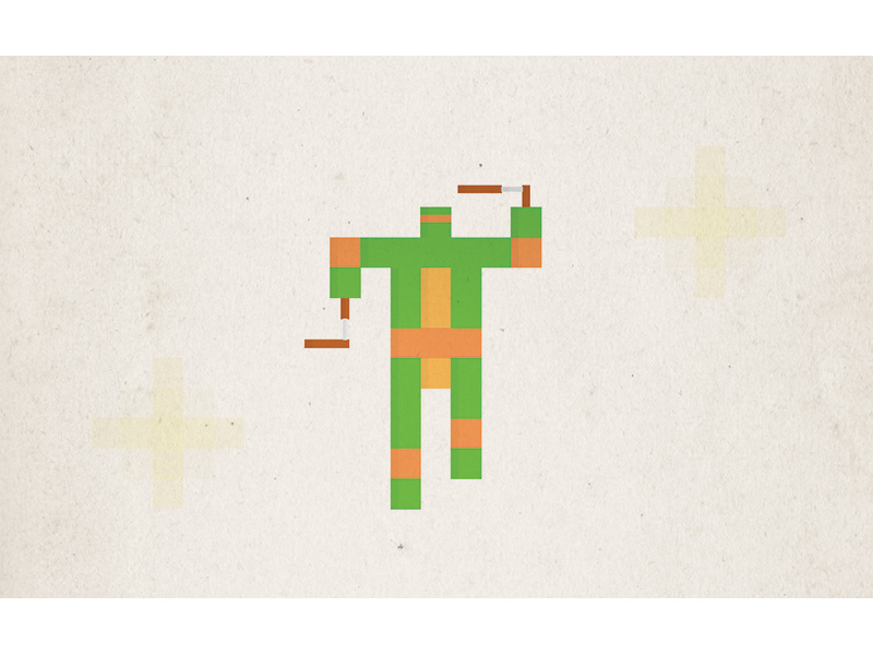 Simple Pixel Michelangelo simple minimal illustration tmnt teenage mutant ninja turtle retro 80s nostalgia childhood superhero pixel