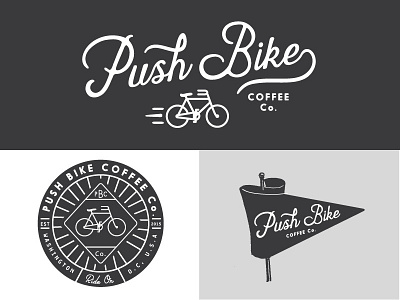 Ride On badge bike bikes coffee illustration lettering linework logo pennant retro vintage