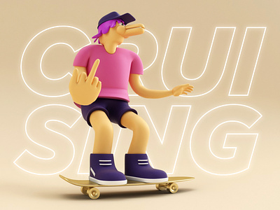 Cruising through life 3d modeling cinema4d design illustrator px8 skateboard skateboarding