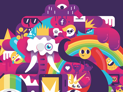 Underhood! emoji fb heart illustrator px8 rainbow salinero sunglasses trump twitter unicorn