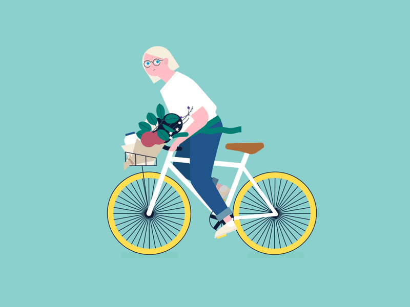 Clycling towards summer holidays aftereffects animation bicylcle fixie flowers helsinki illustrator loop motion rubberhose summer yufei