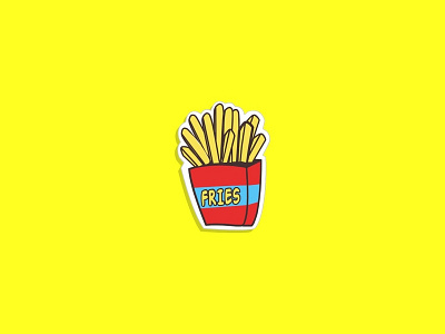 french fries design flat food art icon illustration logo vector