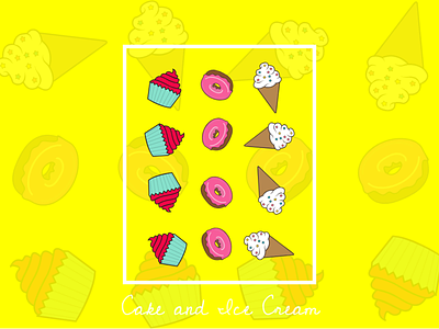 Cake and ice cream app branding cartoon cool design doodle flat food art icon illustration indonesia logo typography vector