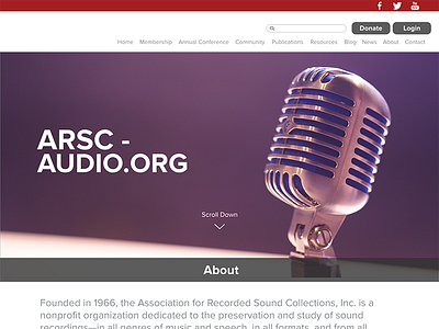 Association for recorded sound collection (update) ux design web design xd