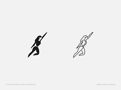 Flying woman logo concept