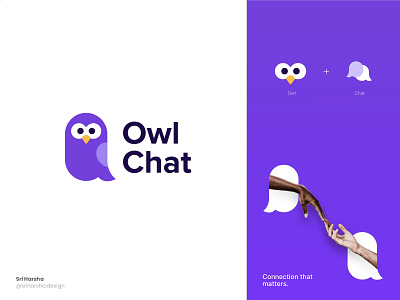 Owl chat adobe animal logo animation avatars brand design branding concept logo flat design graphic design illustration illustrator logo logo concept owl logo vector