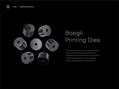 Boegli-Gravures 3d animation interface products website