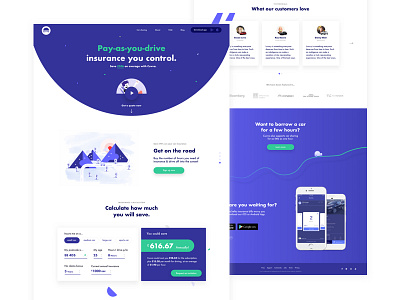 Cuvva UI Marketing Website gradients illustration insurance landing page marketing startup ui ux website