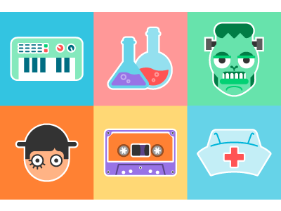 Icons Misc casette chemistry horror icon keyboard medic music nurse vector