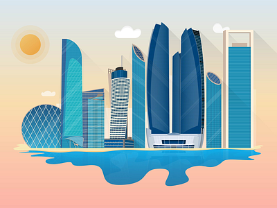 Abu Dhabi UAE branding city skyline creative design illustration inspirational landing page logo ui vector