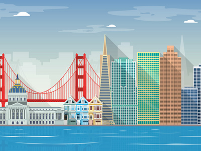 San Francisco city skyline clean illustration vector