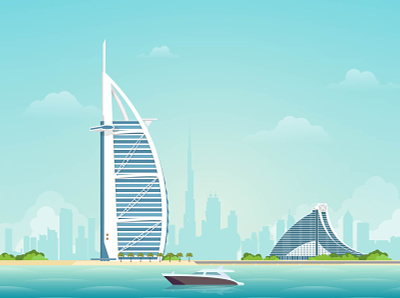 Dubai city skyline illustration vector