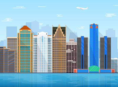 Detroit city skyline creative design illustration inspirational vector website